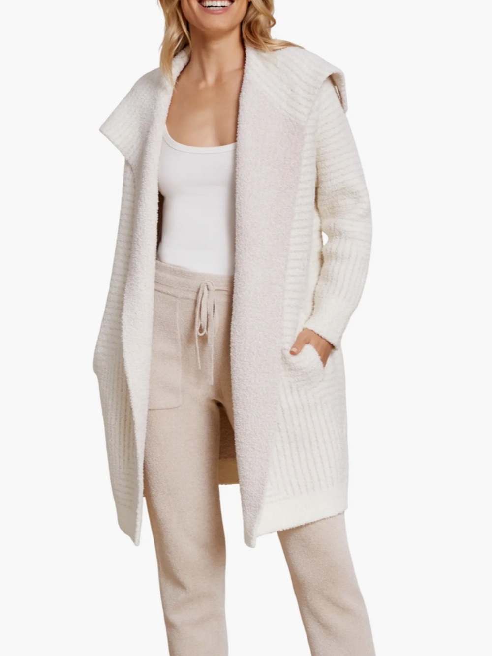 Barefoot Dreams Cozychic Angular Stripe Cardigan Mid Length Women’s Size Small